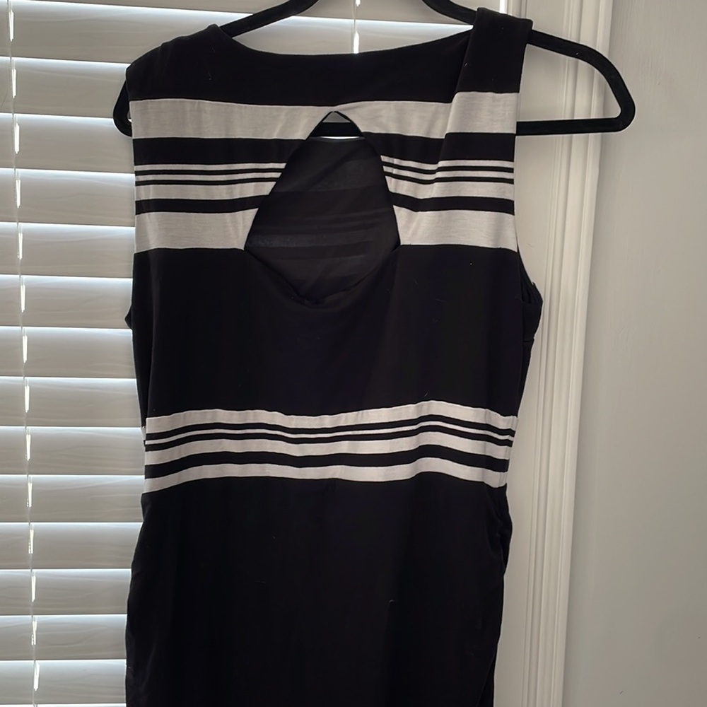 White House Black Market Black and White Striped Midi Dress - Picture 11 of 15